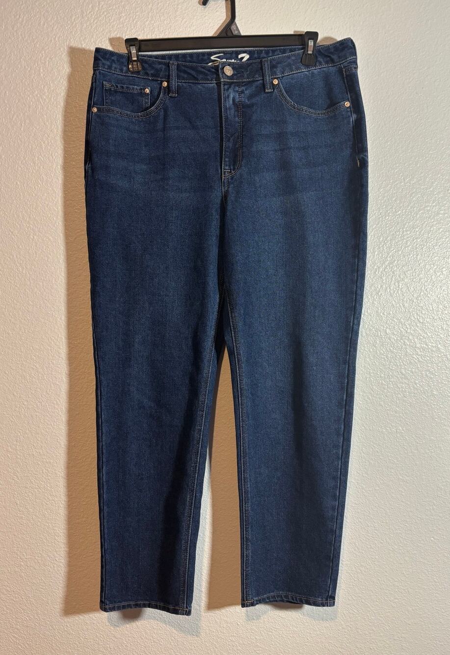 Seven7 Women's Size 14 Slim Straight Jean Dark Wash Denim Casual Closet Staple